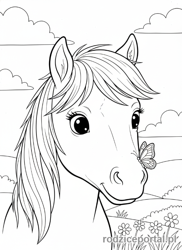 Kolorowanka Kucyki - Kucyk z motylkiem na nosie