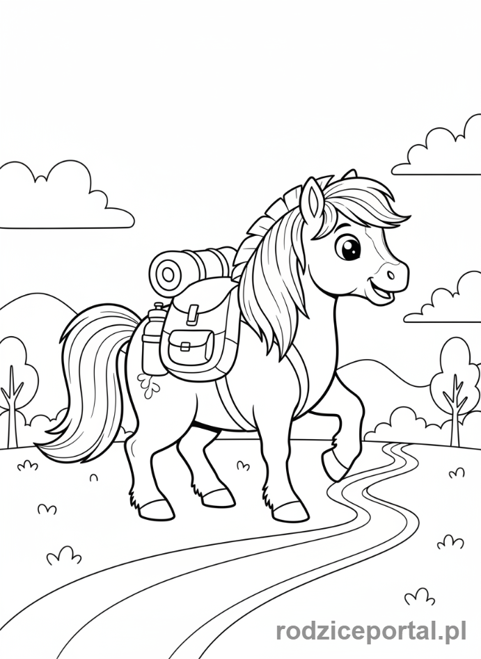 Kolorowanka Kucyki - Kucyk z plecakiem