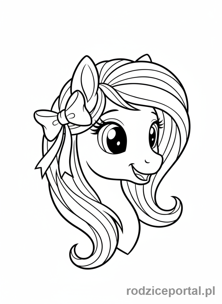 Kolorowanka Kucyki - Kucyk z wstążką w grzywie