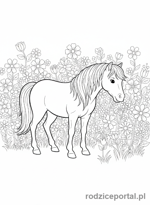 Kolorowanka Kucyki - Kucyk zbierający kwiaty