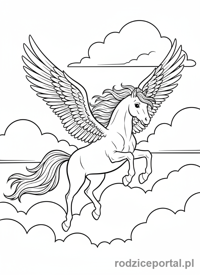 Kolorowanka Kucyki - Latający kucyk ze skrzydłami