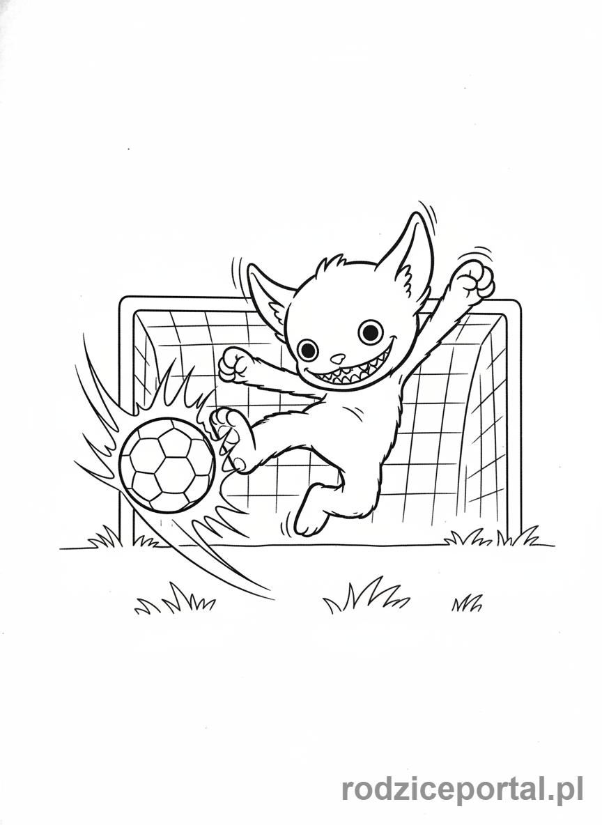 Kolorowanka Labubu - Labubu bawiące się piłką