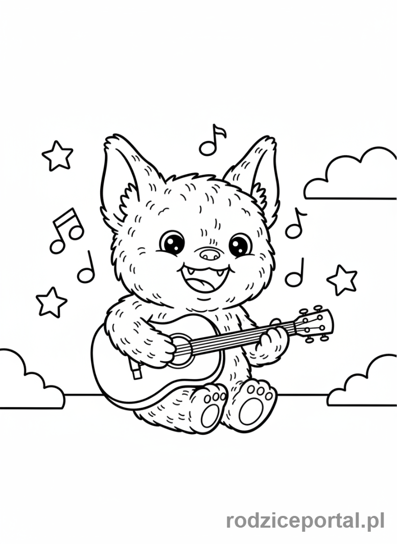 Kolorowanka Labubu - Labubu grające na gitarze