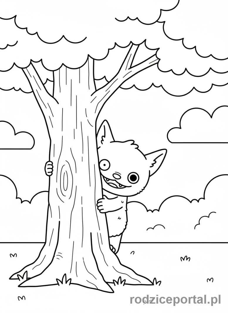 Kolorowanka Labubu - Labubu grające w chowanego