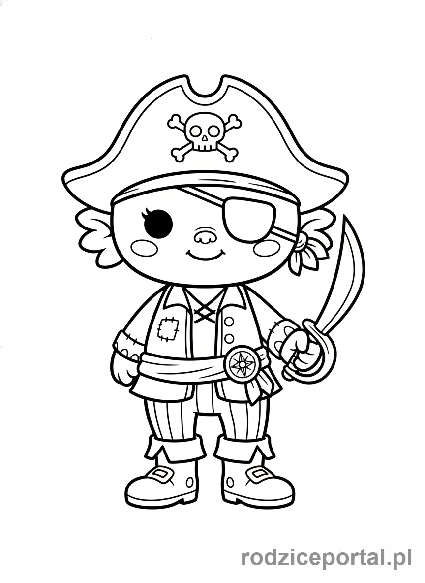 Kolorowanka Labubu - Labubu jako pirat