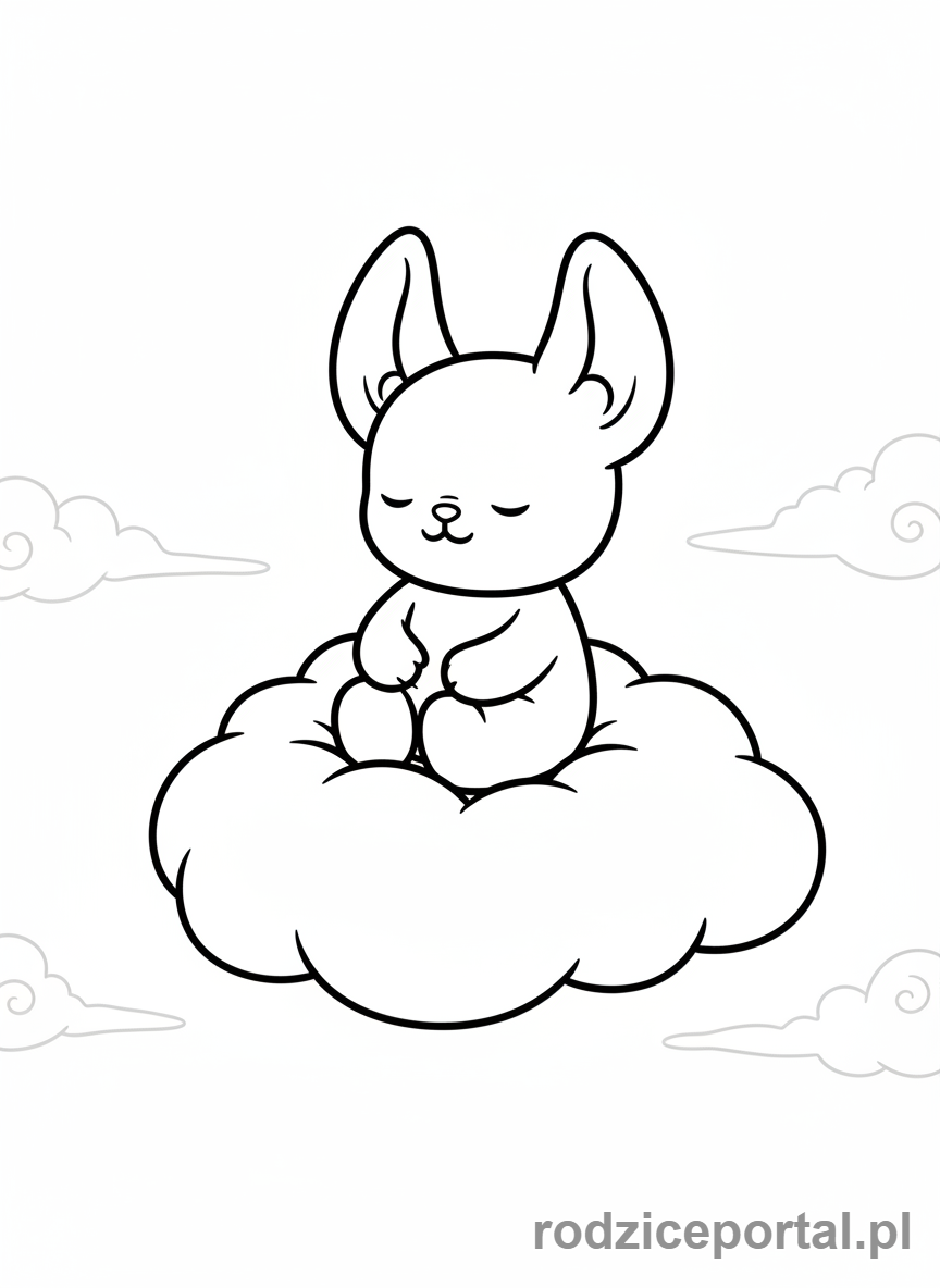 Kolorowanka Labubu - Labubu na chmurze