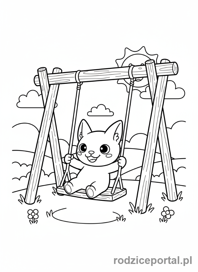 Kolorowanka Labubu - Labubu na huśtawce