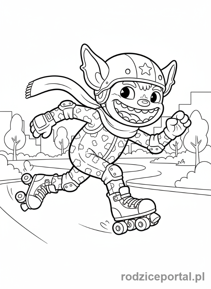 Kolorowanka Labubu - Labubu na rolkach