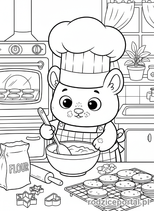 Kolorowanka Labubu - Labubu piekące ciasteczka