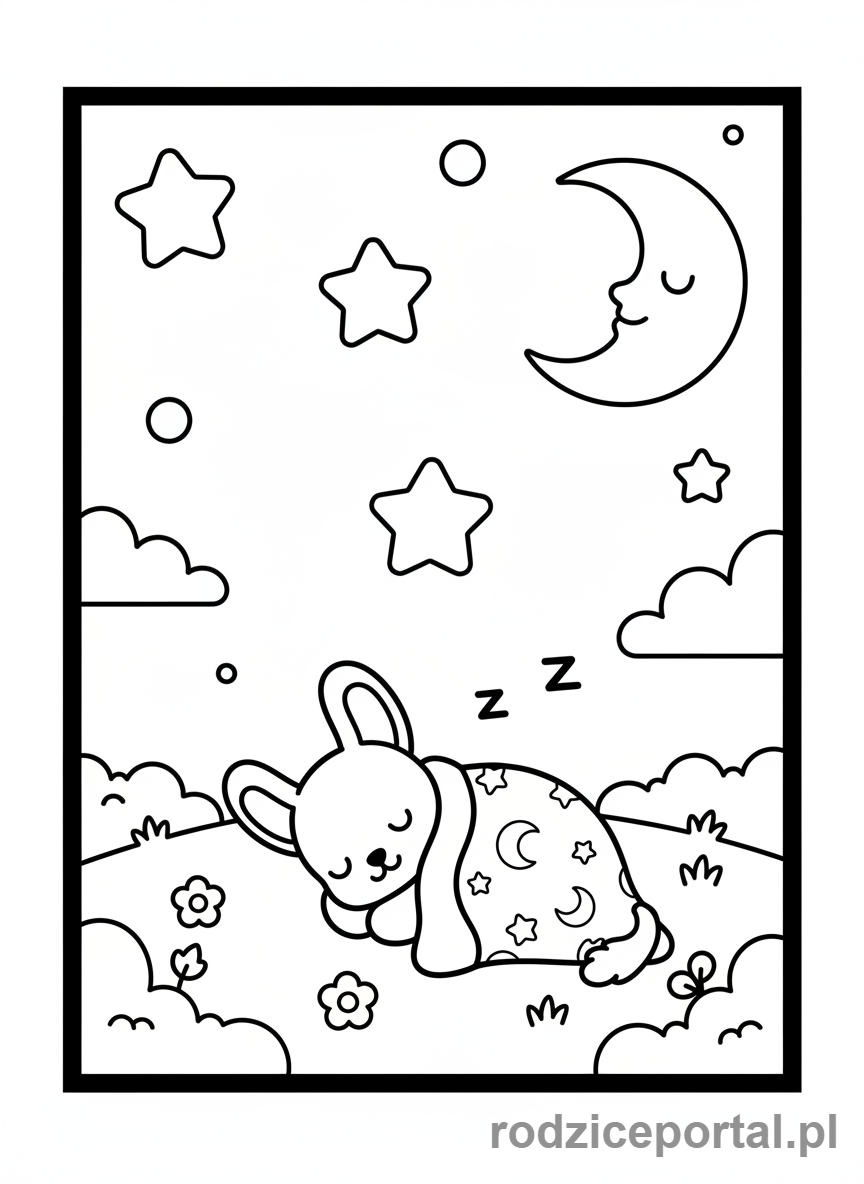 Kolorowanka Labubu - Labubu śpiące pod gwiazdami