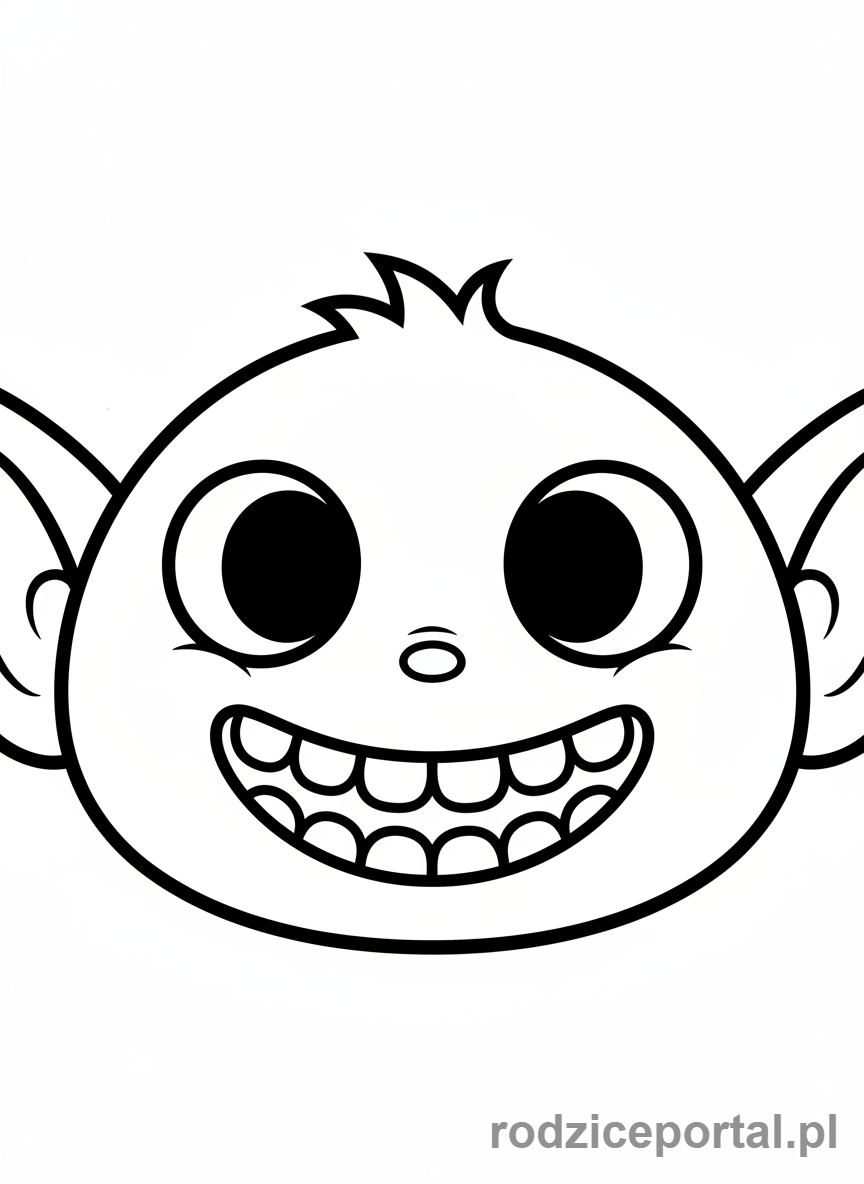 Kolorowanka Labubu - Labubu uśmiechnięte, zbliżenie twarzy