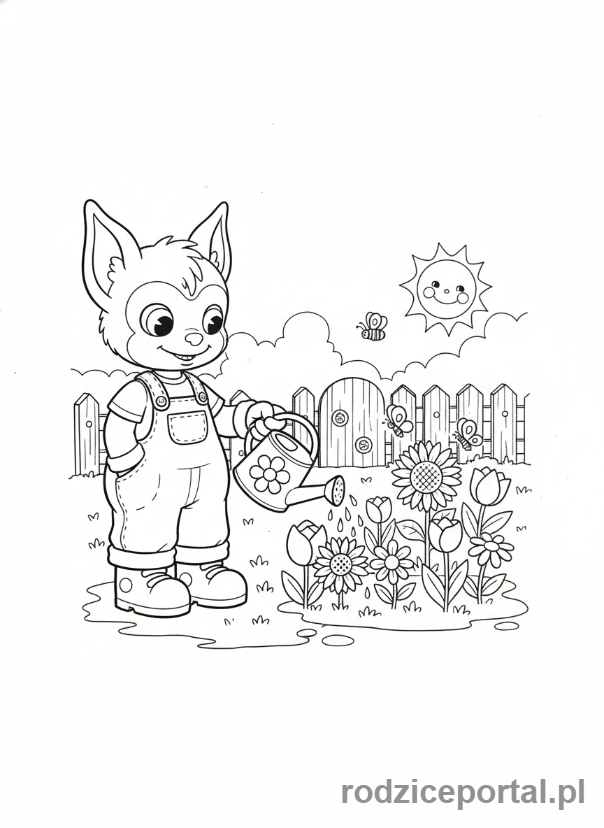 Kolorowanka Labubu - Labubu w ogrodzie