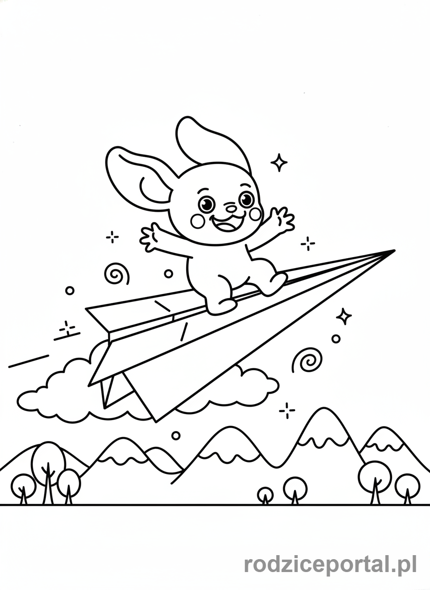 Kolorowanka Labubu - Labubu w samolocie z papieru