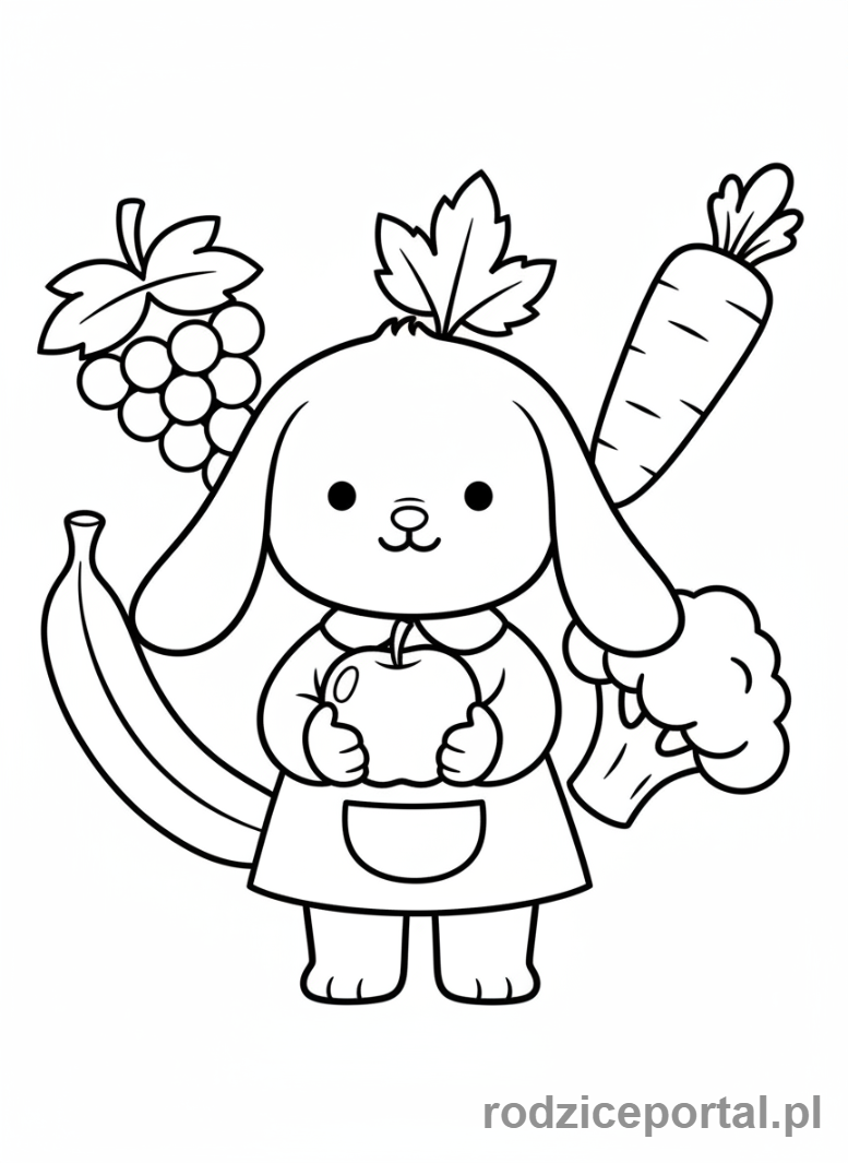 Kolorowanka Labubu - Labubu z jabłkiem