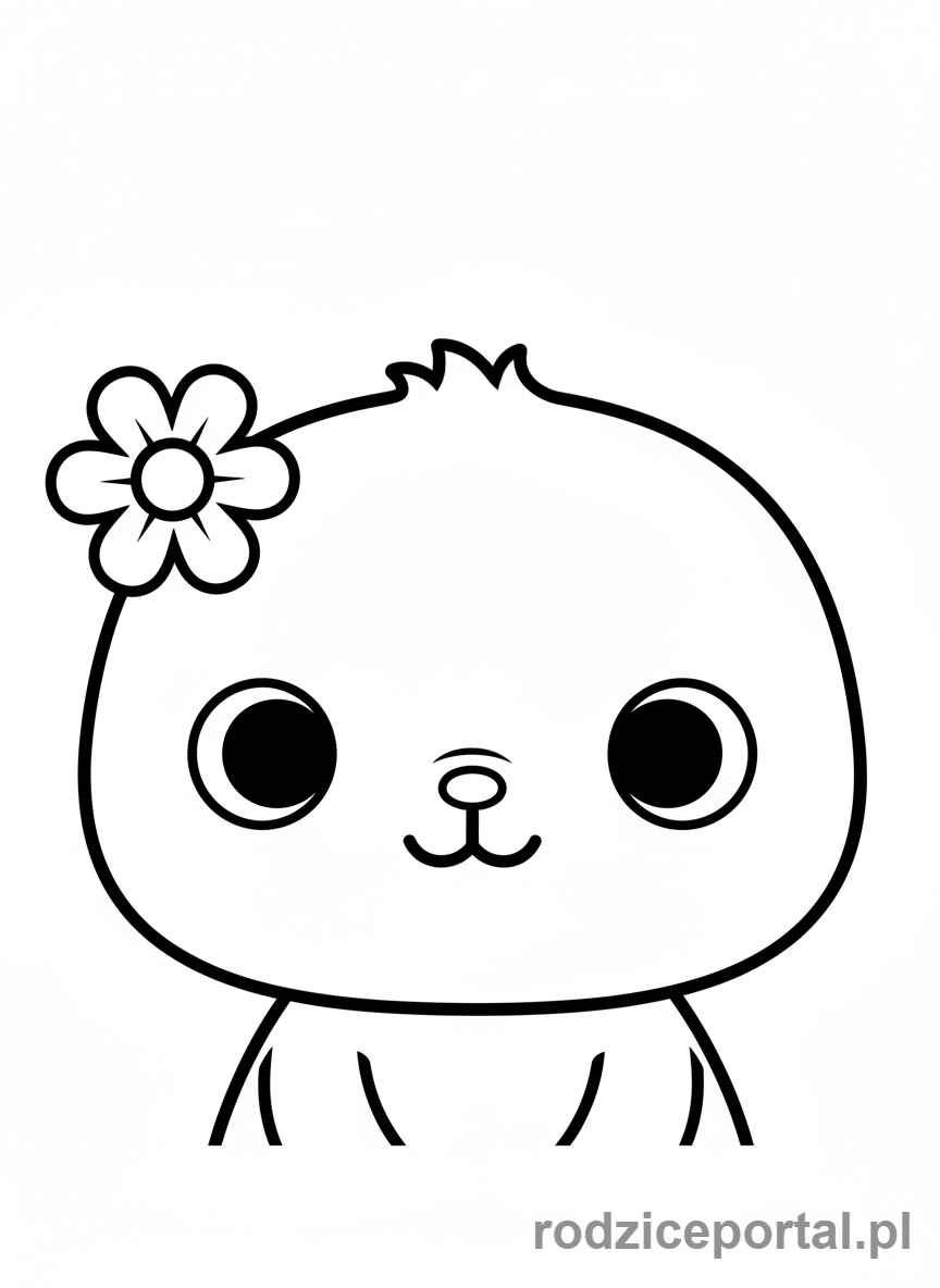 Kolorowanka Labubu - Labubu z kwiatuszkiem we włosach