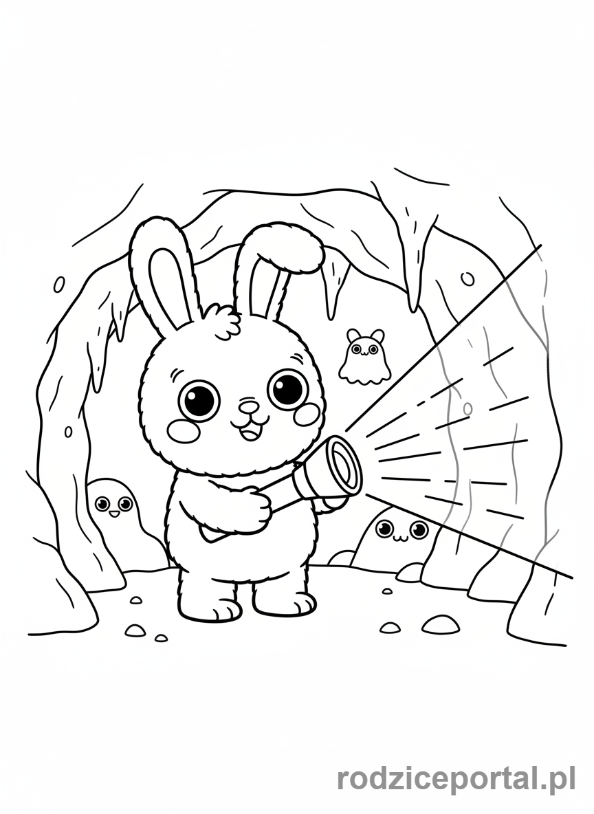 Kolorowanka Labubu - Labubu z latarką w ciemności