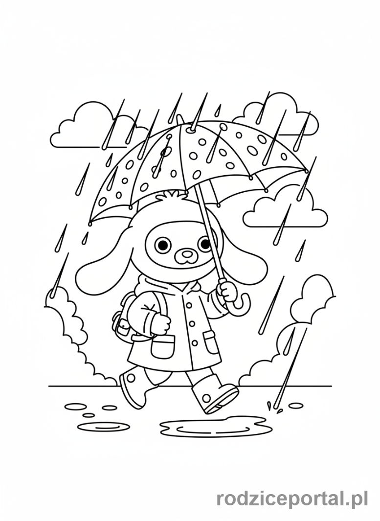 Kolorowanka Labubu - Labubu z parasolem