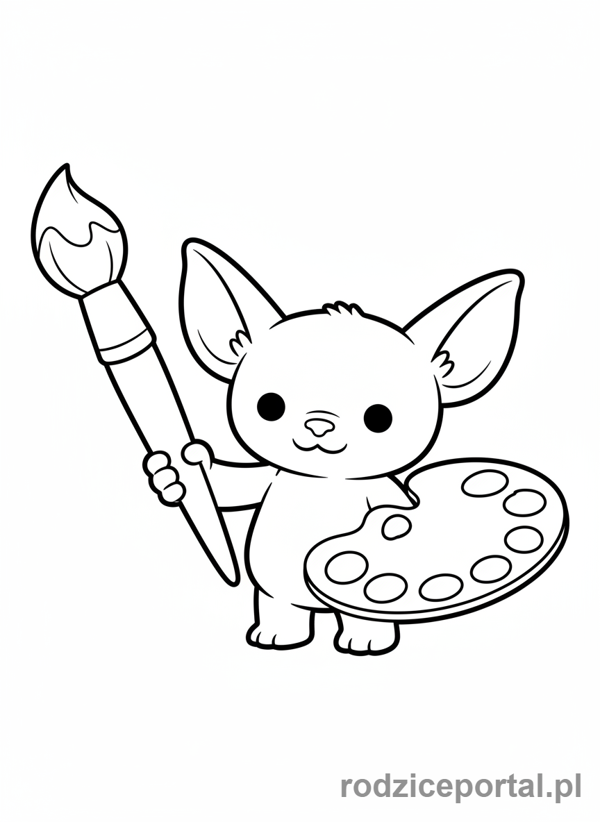 Kolorowanka Labubu - Labubu z pędzelkiem i paletą