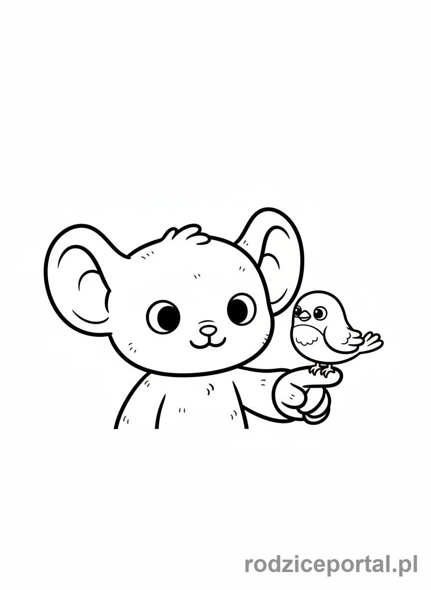 Kolorowanka Labubu - Labubu z ptaszkiem