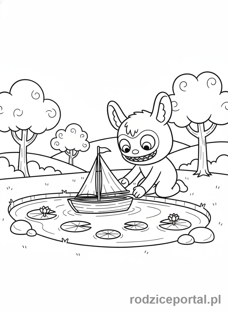 Kolorowanka Labubu - Labubu z żaglówką