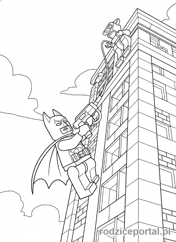 Kolorowanka Lego Batman - Batman Lego używający liny