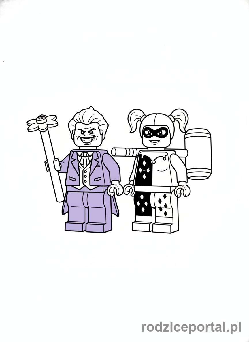 Kolorowanka Lego Batman - Joker i Harley Quinn Lego
