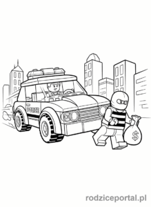Kolorowanka Lego City - Policjant Lego City ścigający złodzieja