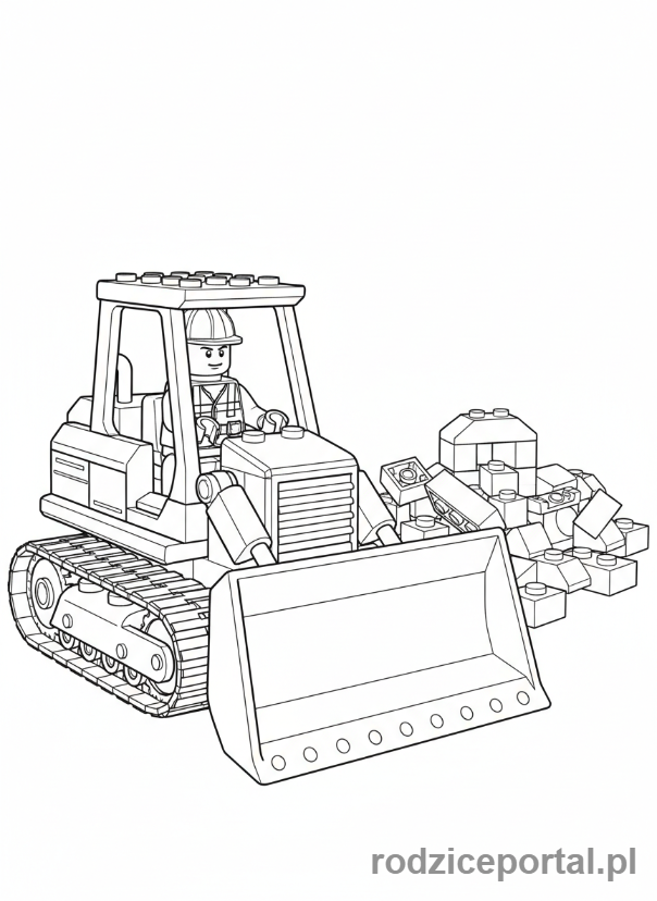 Kolorowanka Lego City - Pracownik budowlany Lego City na koparce