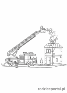 Kolorowanka Lego City - Wóz strażacki Lego City gaszący pożar