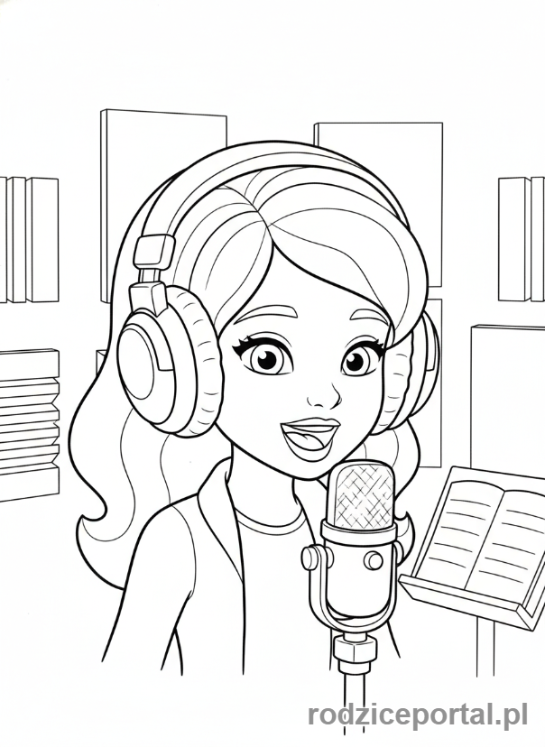 Kolorowanka Lego Friends - Andrea na sesji nagraniowej.