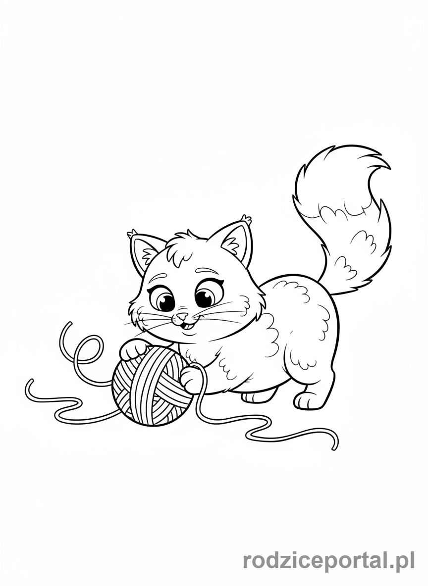 Kolorowanka Lego Friends - Kotek Lego Friends bawiący się kłębkiem wełny.