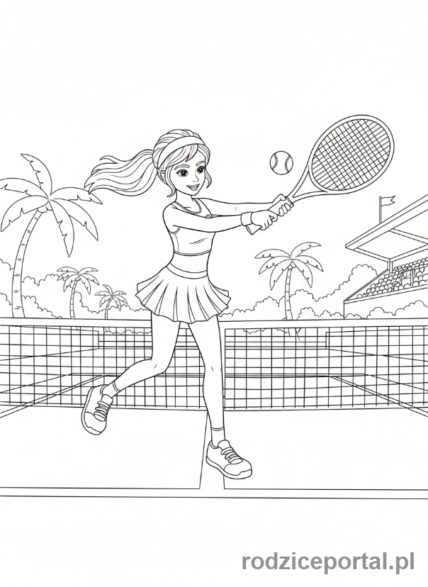 Kolorowanka Lego Friends - Stephanie grająca w tenisa.