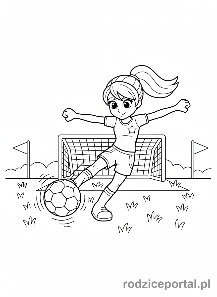 Kolorowanka Lego Friends - Stephanie trenująca piłkę nożną.