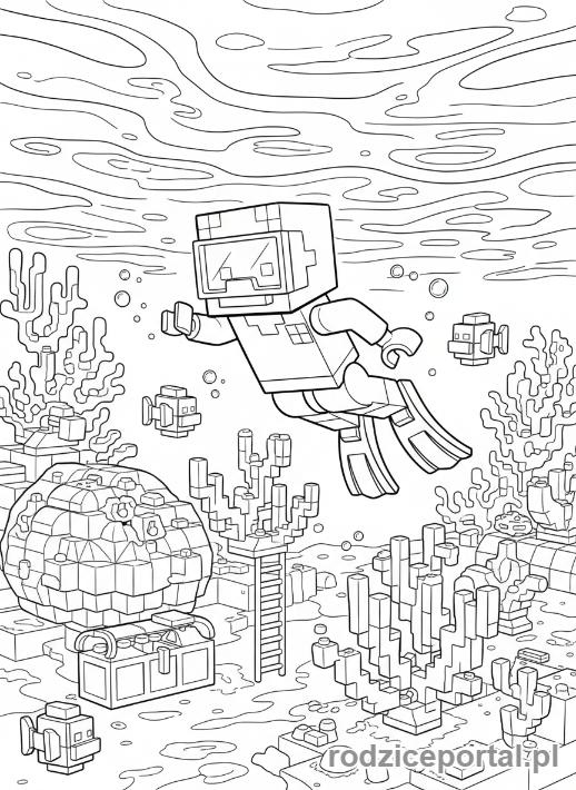 Kolorowanka Lego Minecraft - Alex nurkująca