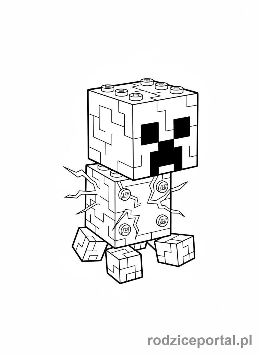 Kolorowanka Lego Minecraft - Creeper przed eksplozją