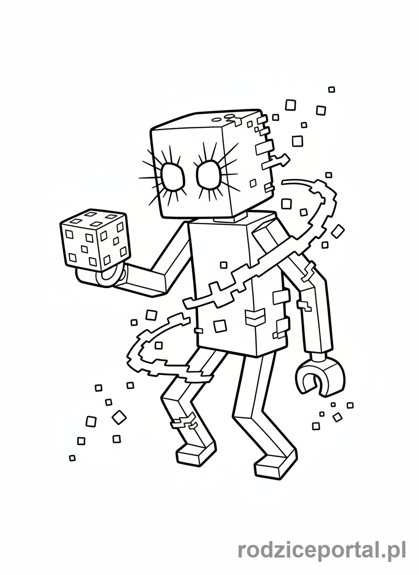 Kolorowanka Lego Minecraft - Enderman teleportujący się