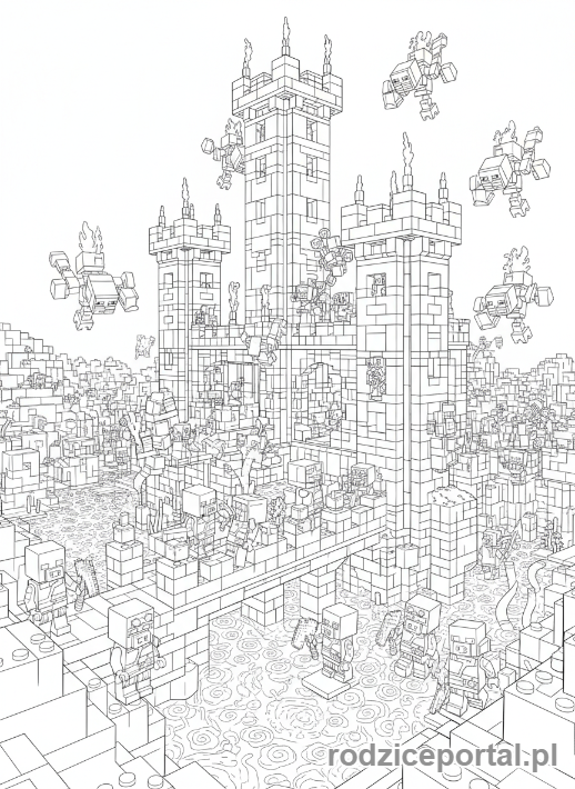 Kolorowanka Lego Minecraft - Nether Fortress