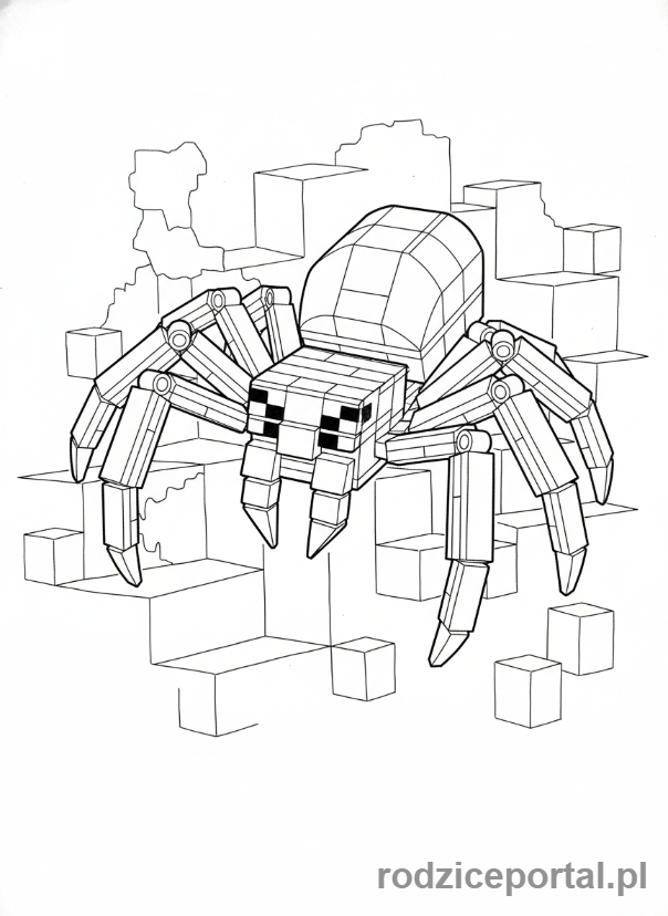 Kolorowanka Lego Minecraft - Pająk jaskiniowy