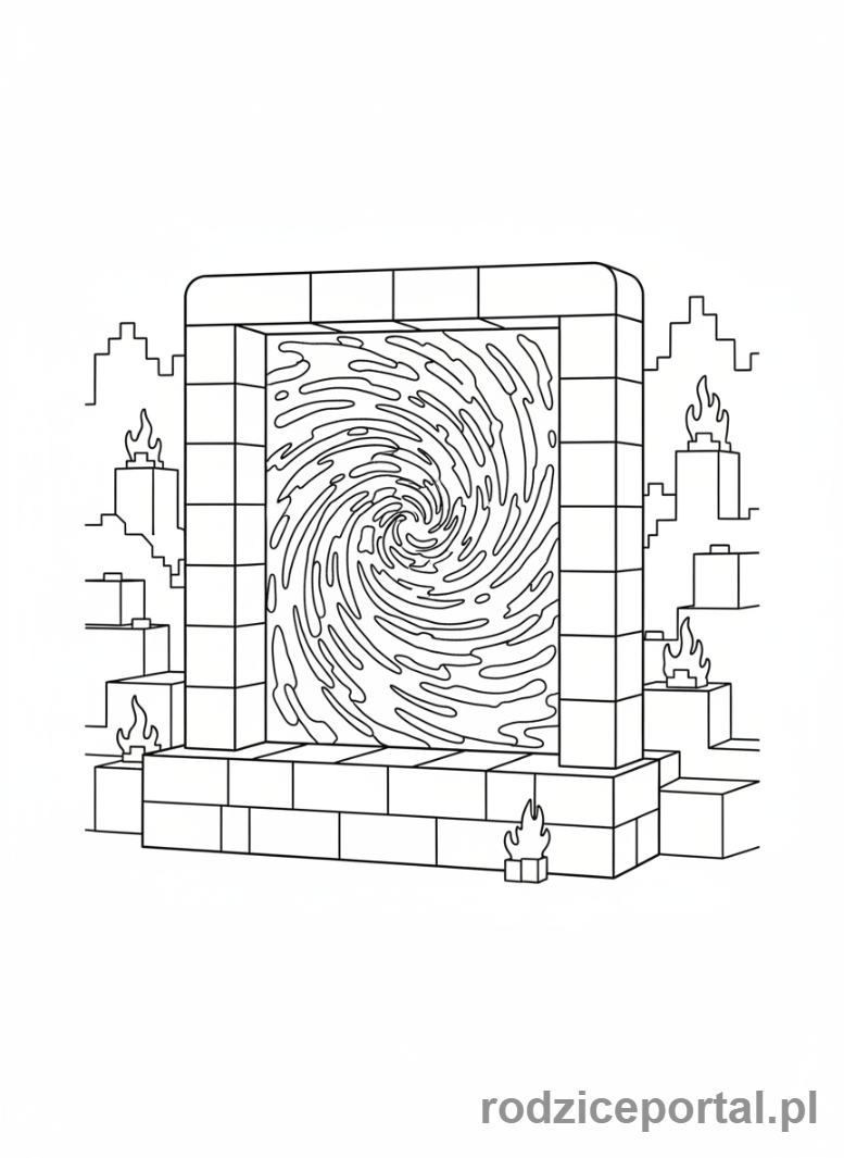 Kolorowanka Lego Minecraft - Portal do Netheru Lego Minecraft