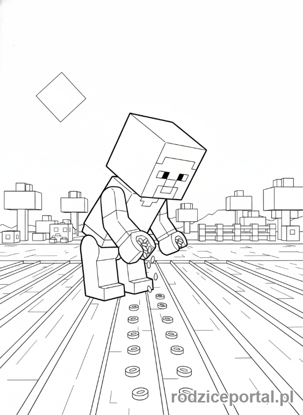 Kolorowanka Lego Minecraft - Sadzenie zboża