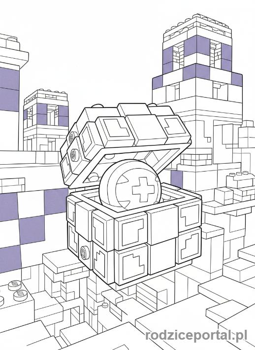 Kolorowanka Lego Minecraft - Shulker w mieście Kresu