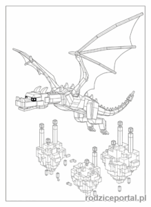 Kolorowanka Lego Minecraft - Smok Kresu w locie