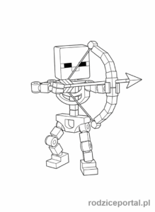 Kolorowanka Lego Minecraft - Szkielet strzelający z łuku