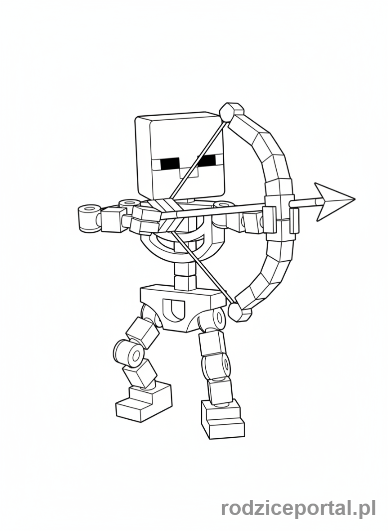Kolorowanka Lego Minecraft - Szkielet strzelający z łuku
