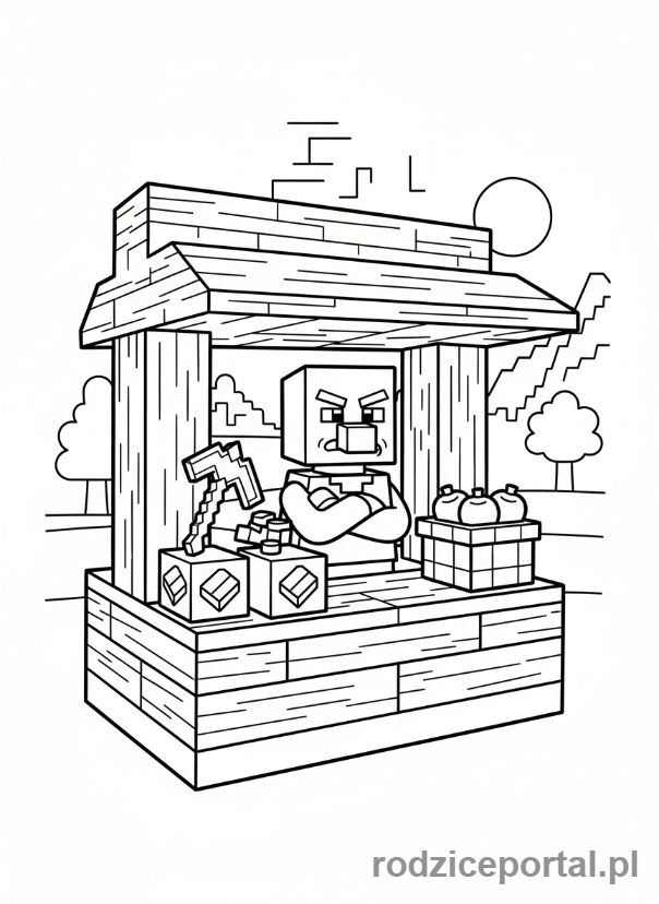 Kolorowanka Lego Minecraft - Wieśniak handlujący