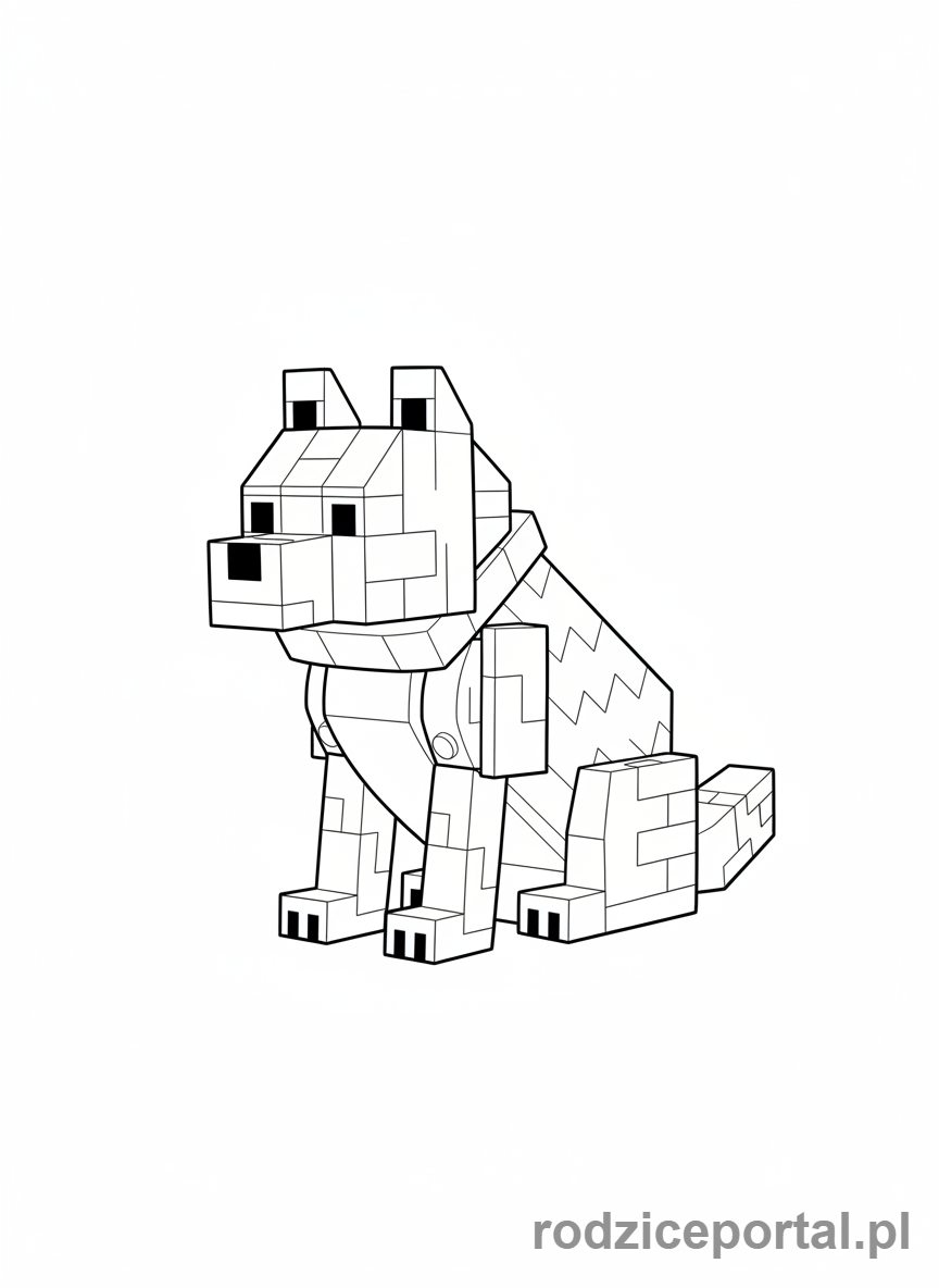 Kolorowanka Lego Minecraft - Wilk z obrożą