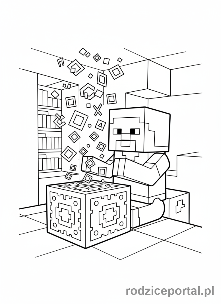 Kolorowanka Lego Minecraft - Zaczarowywanie przedmiotów
