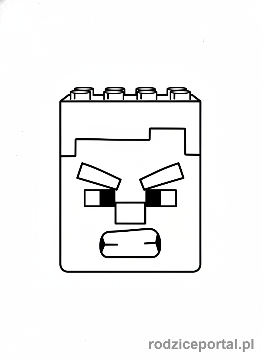 Kolorowanka Lego Minecraft - Zbliżenie na twarz Steve'a