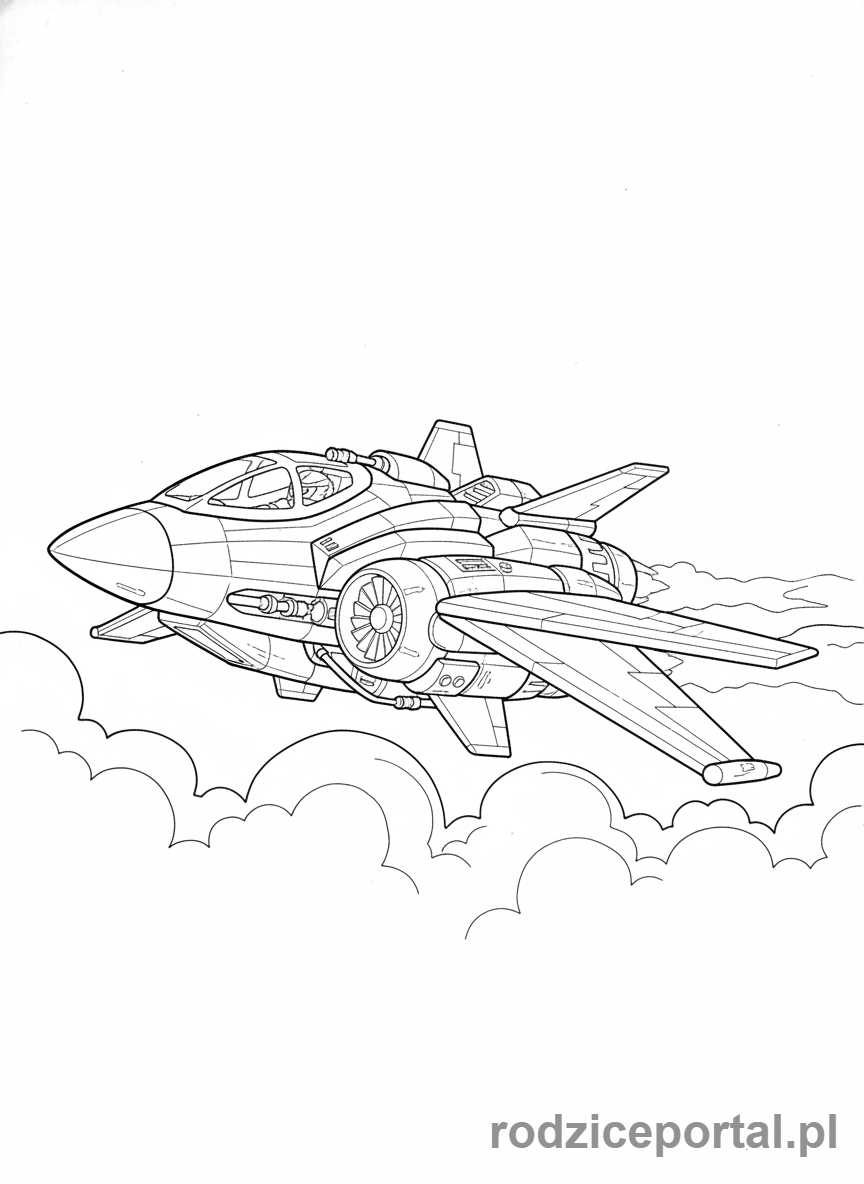 Kolorowanka Lego Ninjago - Kruk Piorunów Jaya, szybujący w powietrzu, widok z dołu