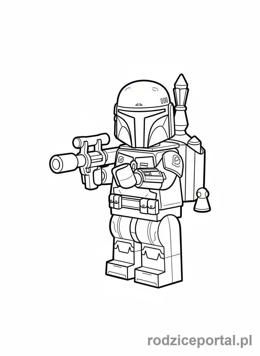 Kolorowanka Lego Star Wars - Boba Fett z plecakiem odrzutowym